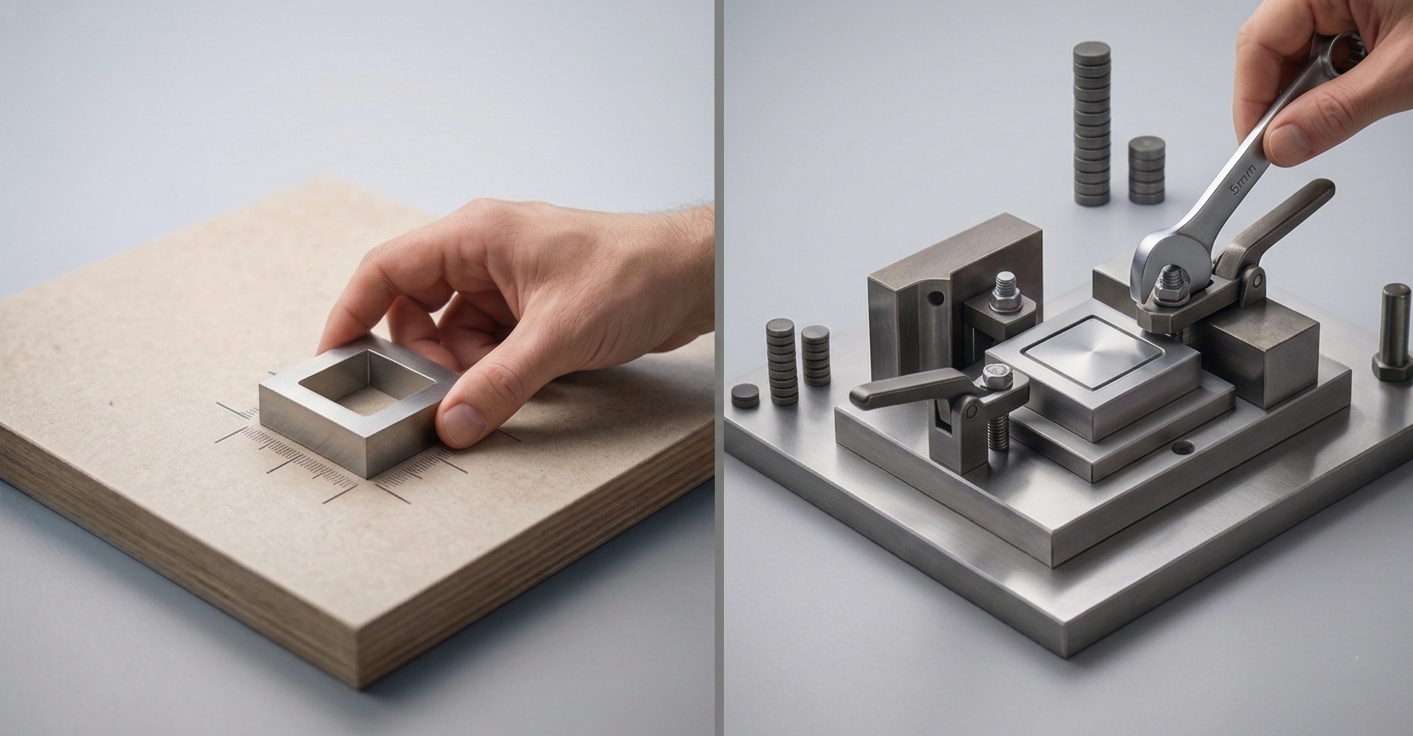 Manual positioning vs Fixture-controlled positioning